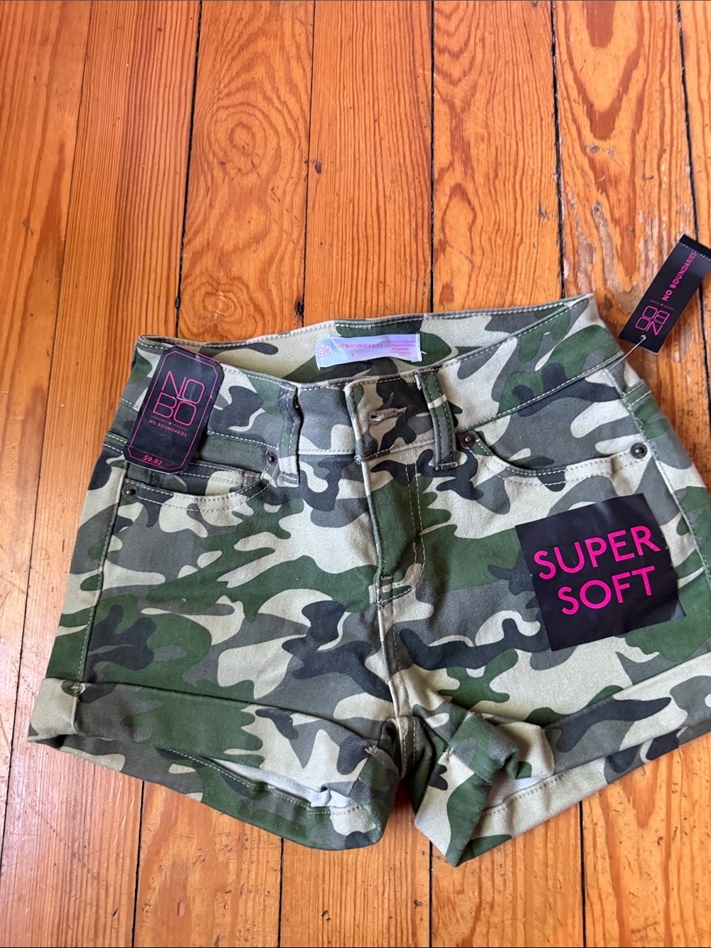 No Boundaries Green Camo Super Soft Women's Jean Shorts